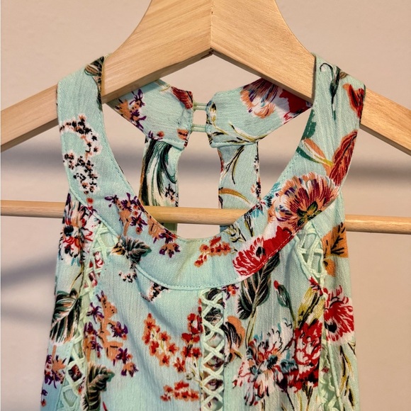 Label of Love ATL Floral Halter Low Back Fresh Mint Dress Medium - Picture 3 of 10